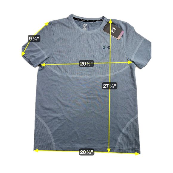 Under Armour UA Rush Men's Jersey Medium Fitted Seamless Legacy Blue running - Picture 2 of 8